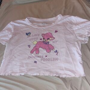 Pink Graphic Crop Tee - 'Attitude Problem'